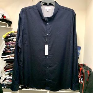 Mens Calvin Klein Shirt Long Sleeve Button Down Black Roll Up Cuff XXL